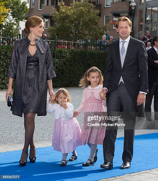Princess Aimee, Princess Eliane, princess Magali and Prince Floris of The Netherlands attend the wedding of Prince Jaime de Bourbon Parme and...