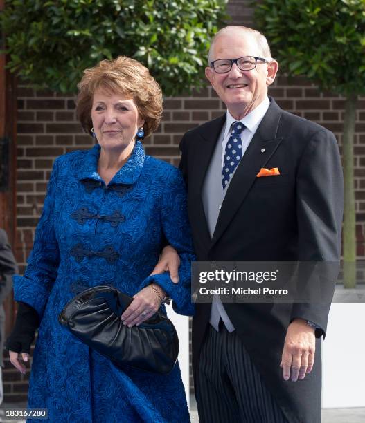 Princess Margriet and Pieter van Vollenhove attend the wedding of Prince Jaime de Bourbon Parme and Viktoria Cservenyak at The Church Of Our Lady At...