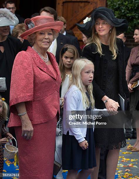 Princess Beatrix of The Netherlands, Princess Luana and Princess Mabel of The Netherlands attend the wedding of Prince Jaime de Bourbon Parme and...