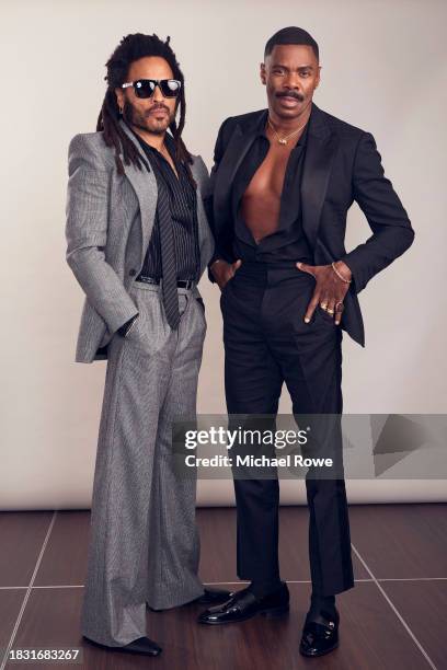 Lenny Kravitz and Colman Domingo pose in the IMDb Exclusive Portrait Studio at the 2023 Critics Choice Celebration Honoring Black, Latino & AAPI...