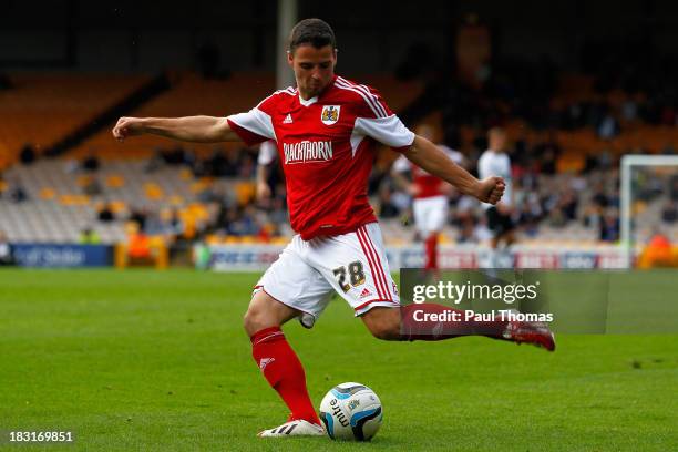 Stephen McLaughlin of Bristol City in action during the Sky Bet League One match between Port Vale and Bristol City at Vale Park on October 05, 2013...
