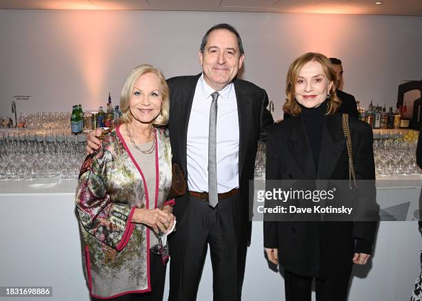Linda Janklow, Michael Barker and Isabelle Huppert attend the Museum of the Moving Image event honoring Todd Haynes with the 2023 Winter Moving Image...