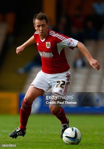Nicky Shorey of Bristol City in action during the Sky Bet League One match between Port Vale and Bristol City at Vale Park on October 05, 2013 in...