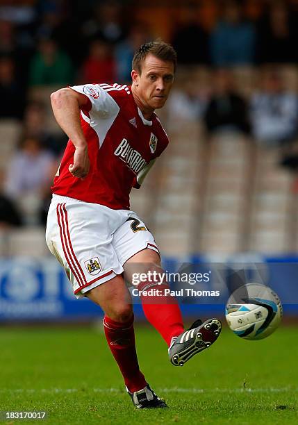 Nicky Shorey of Bristol City in action during the Sky Bet League One match between Port Vale and Bristol City at Vale Park on October 05, 2013 in...