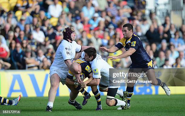 Paul Hodgson of Worcester Warriors in action during the Aviva Premiership match between Worcester Warriors and Newcastle Falcons at Sixways Stadium...