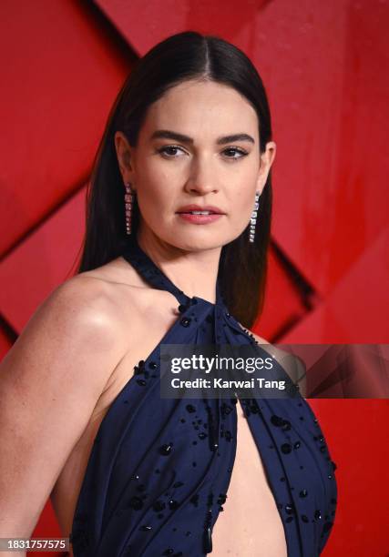Lily James attends The Fashion Awards 2023 Presented by Pandora at the Royal Albert Hall on December 04, 2023 in London, England.