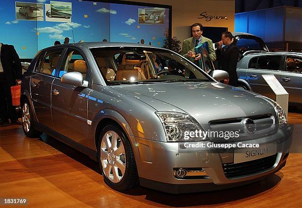 The new Opel Signumis displayed at the Geneve 73th International Motor Show on March 6, 2003 in Geneve, Switzerland. More than 40 cars will be on...