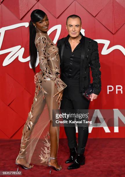 Leomie Anderson and Julien MacDonald attend The Fashion Awards 2023 Presented by Pandora at the Royal Albert Hall on December 04, 2023 in London,...