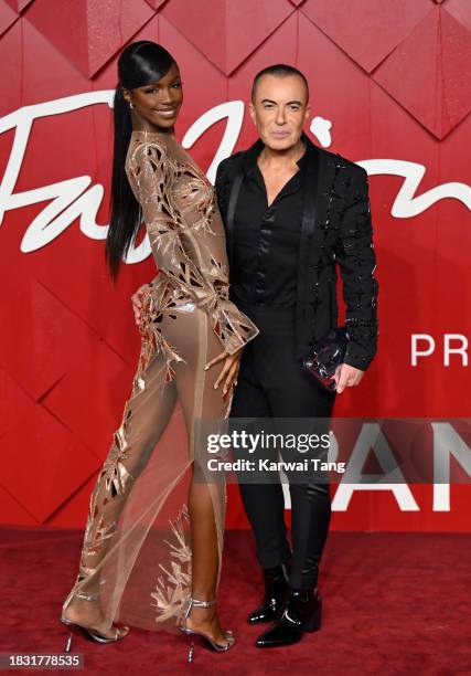 Leomie Anderson and Julien MacDonald attend The Fashion Awards 2023 Presented by Pandora at the Royal Albert Hall on December 04, 2023 in London,...