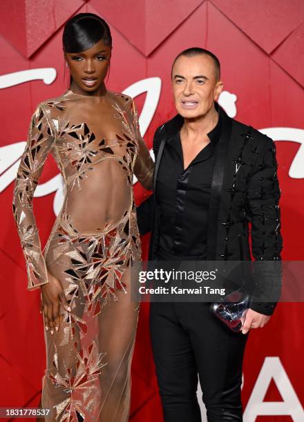 Leomie Anderson and Julien MacDonald attend The Fashion Awards 2023 Presented by Pandora at the Royal Albert Hall on December 04, 2023 in London,...