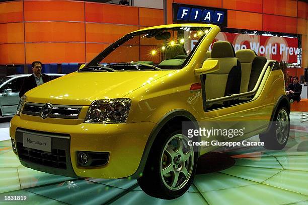 The prototype of Fiat Marrakech is displayed at the Geneve 73th International Motor Show on March 6, 2003 in Geneve, Switzerland. More than 40 cars...