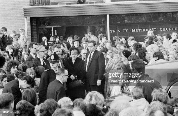 Ann Downey , mother of 10 year-old murder victim Lesley Ann Downey, at her daughter's funeral, 3rd November 1965. Downey was murdered on 26th...