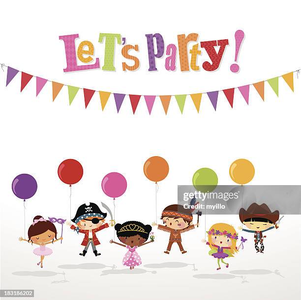 kinder-kostümparty - costume stock-grafiken, -clipart, -cartoons und -symbole