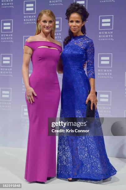 Teri Polo and Sherri Saum attend the 2013 HRC National Dinner at Washington Convention Center on October 5, 2013 in Washington, DC.