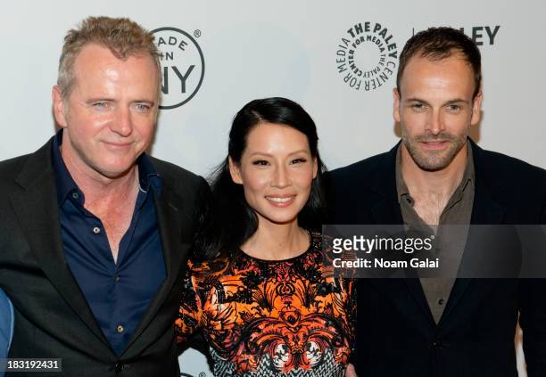Aidan Quinn, Lucy Liu and Jonny Lee Miller attend the "Elementary" panel during 2013 PaleyFest: Made In New York at The Paley Center for Media on...