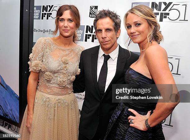Kristen Wiig, Ben Stiller and Christine Taylor attend the Centerpiece Gala Presentation Of "The Secret Life Of Walter Mitty" during the 51st New York...