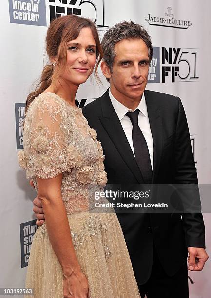 Actress Kristen Wiig and actor Ben Stiller attend the Centerpiece Gala Presentation Of "The Secret Life Of Walter Mitty" during the 51st New York...