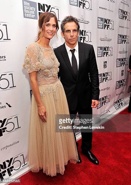 Actress Kristen Wiig and actor Ben Stiller attend the Centerpiece Gala Presentation Of "The Secret Life Of Walter Mitty" during the 51st New York...