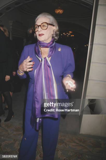 French-born American fashion designer Pauline Trigere attends the 13th annual 'Citymeals-on-Wheels' lunch at the Pierre Hotel, New York City, 1999.
