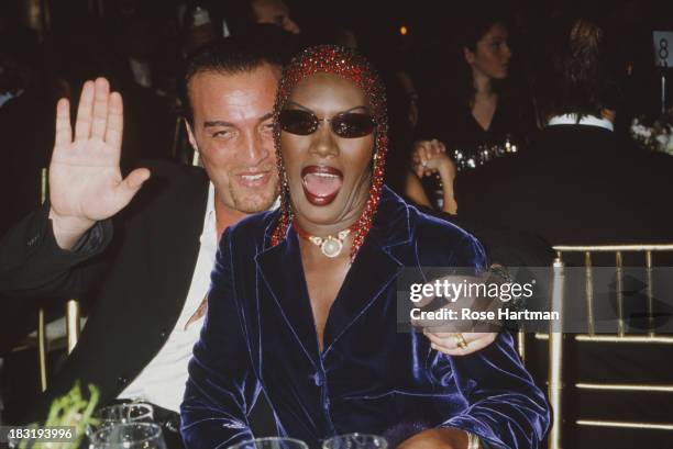 Jamaican singer, actress and model Grace Jones and her husband, Atila Altaunbay, attend the 'Made In Italy' awards ceremony at Cipriani, 42nd Street,...