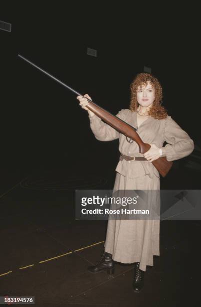 American actress and author Bernadette Peters during an open rehearsal for 'Annie Get Your Gun' at the Westbeth Center for the Arts, New York City,...