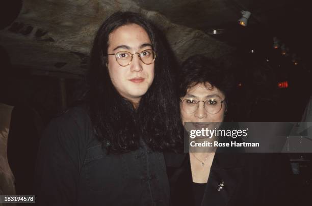 Japanese artist and peace activist Yoko Ono and her son, American musician and composer Sean Lennon, attend the 'Rock Opera' party, New York City,...