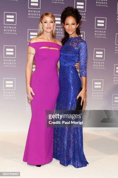 Actresses Teri Polo and Sherri Saum attend the 2013 HRC National Dinner at Washington Convention Center on October 5, 2013 in Washington, DC.
