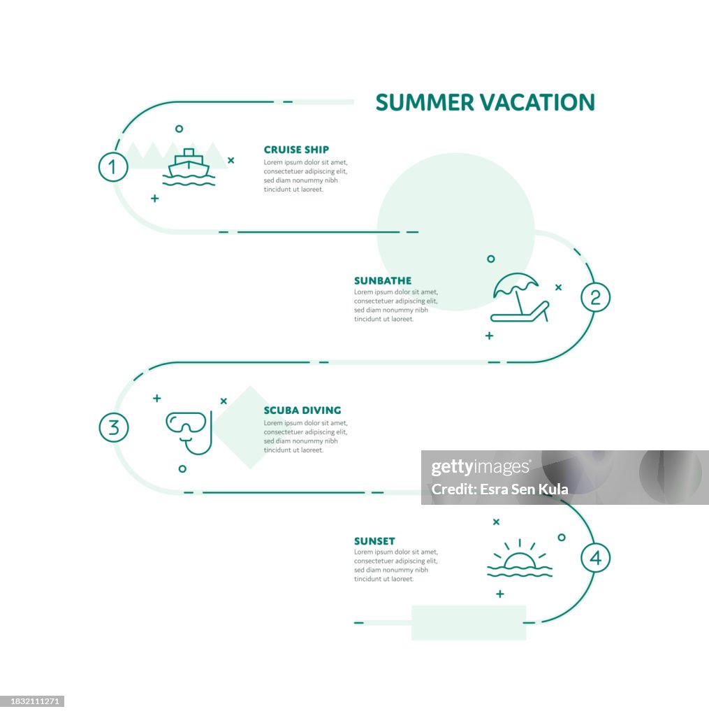 Summer Vacation Concept Infographic Design with Editable Stroke Line Icons