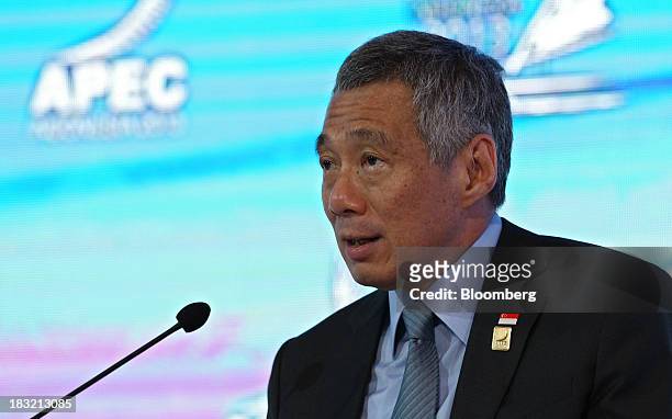 Lee Hsien Loong, Singapore's prime minister, speaks during a panel discussion at the Asia-Pacific Economic Cooperation CEO Summit in Nusa Dua, Bali,...