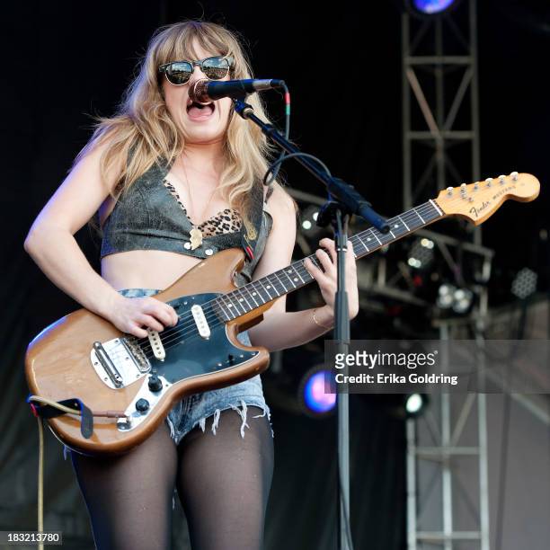 Lindsey Troy of Deap Vally performs on Day 2 of Austin City Limits Festival at Zilker Park on October 5, 2013 in Austin, Texas.