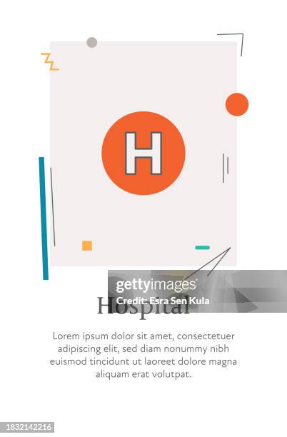 hospital icon with editable stroke, placed on a style vertical web banner. - building operations stock illustrations
