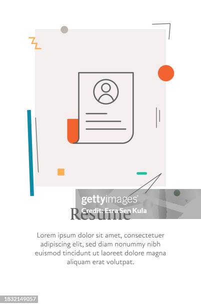 resume, cv line icon in a style web banner with editable stroke - apply computer stock illustrations