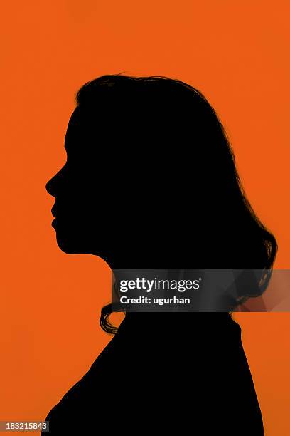 ideas in head - profile woman silhouette stock pictures, royalty-free photos & images