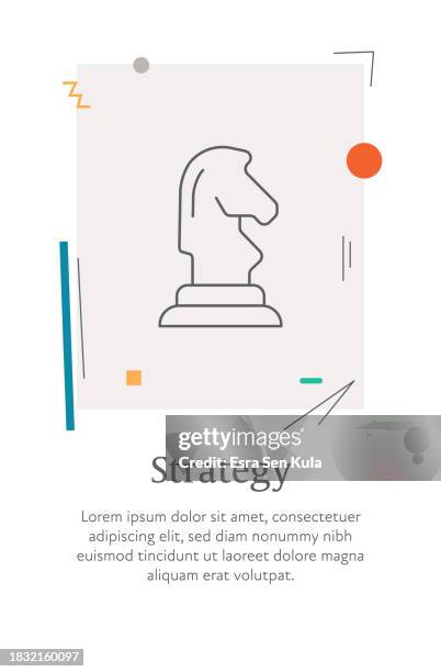 business strategy line icon in a style web banner with editable stroke - retro game interface stock illustrations