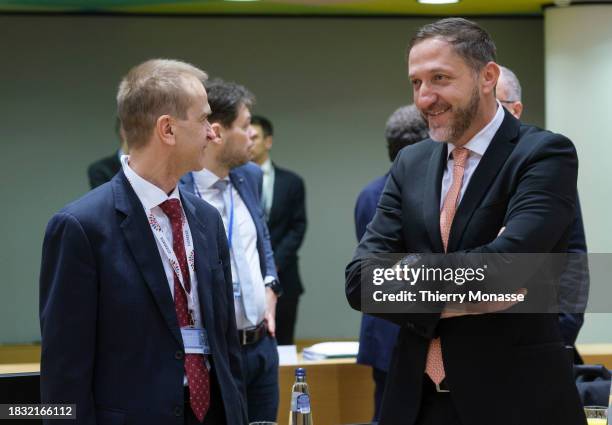 Slovenian Finance Minister, Klemen Bostjancic attends an EU EcoFin MInisters meeting in the Europa building, the EU Council headquarter on December...