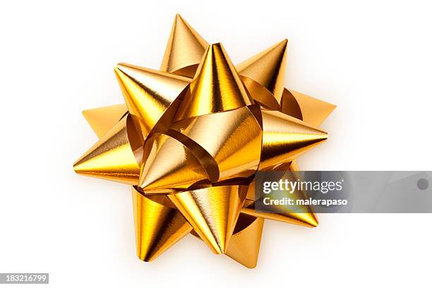 golden bow - gold ribbon stock pictures, royalty-free photos & images
