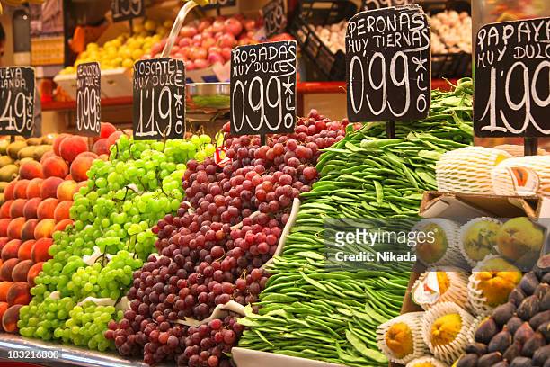 fresh organic food - barcelona shopping stock pictures, royalty-free photos & images