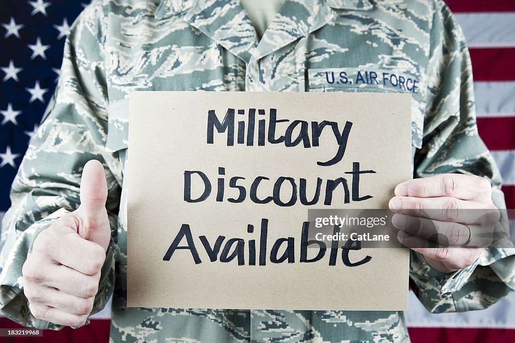 Military Soldier with Sign