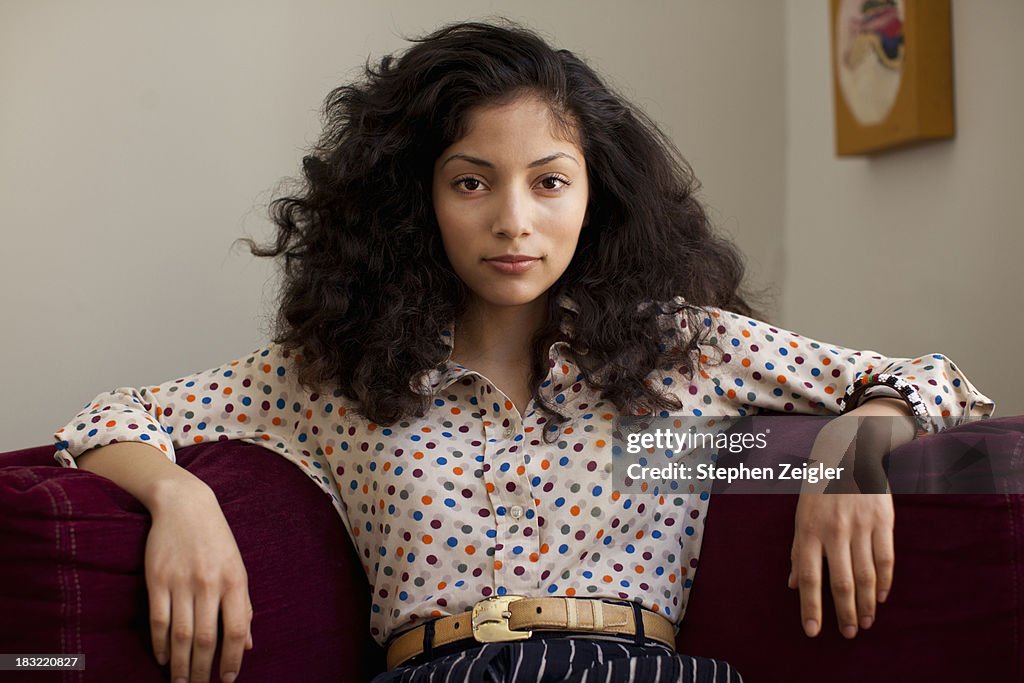 Portrait of young hispanic woman