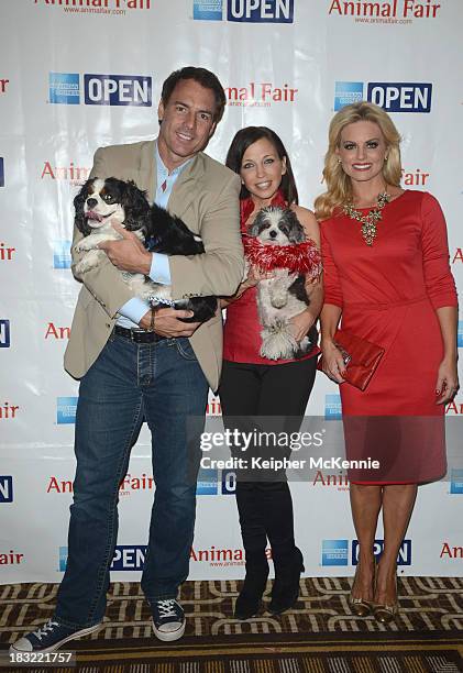 Mark Steines, author/animal activist Wendy Diamond and KTLA news anchor Courtney Friel attend AnimalFair.com's Bark Business Tour Benefit For K9s For...