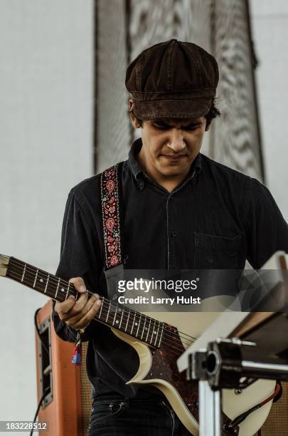 Omar Rodriguez-Lopez performing with 'Bosnian Rainbows' at May Farms in Byers, Colorado on September 21, 2013.