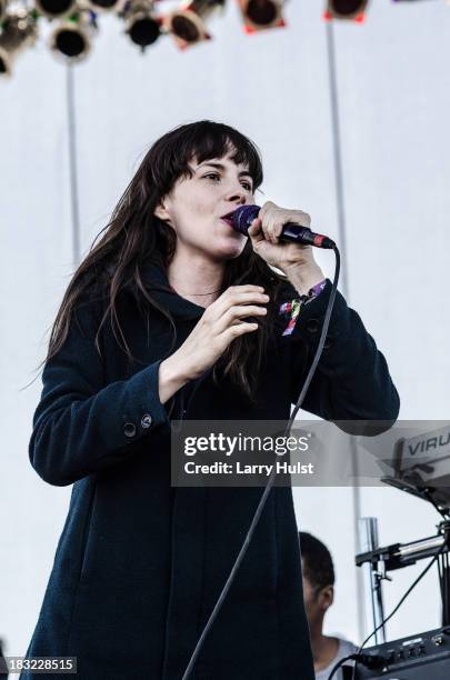 Teri Gender Bender performing with 'Bosnian Rainbows' at May Farms in Byers, Colorado on September 21, 2013.