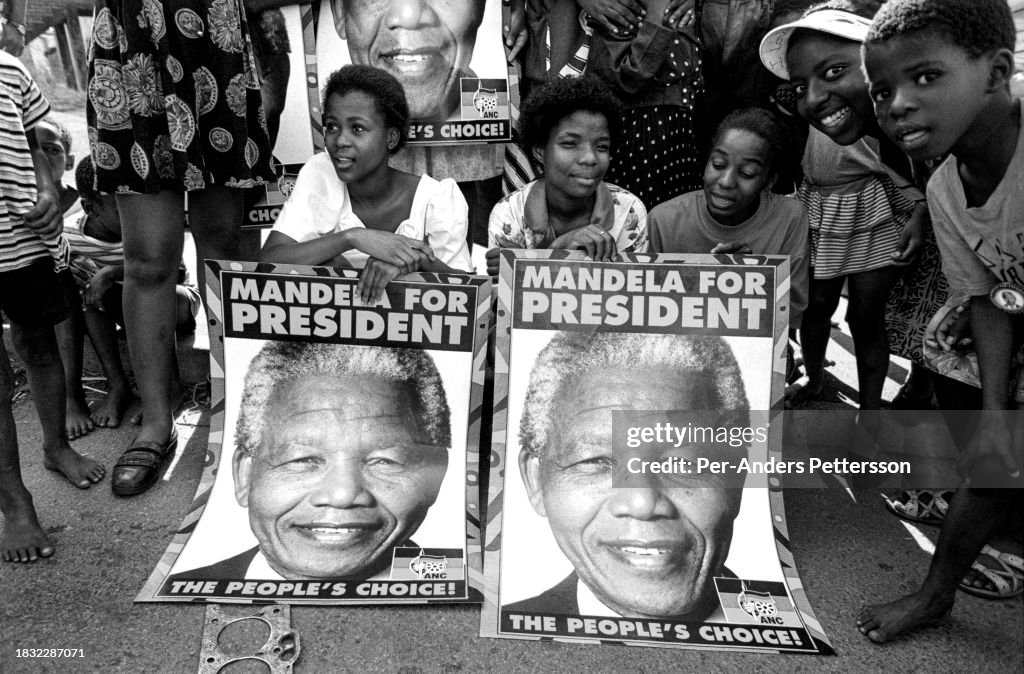 A Crowd Of ANC Supporters Wait For Nelson Mandela On April 21 1994 a-crowd-of-anc-supporters-wait-for-nelson-mandela-on-april-21-1994