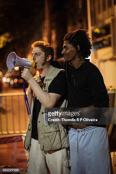 Leblon, Rio de Janeiro - Protests in front of the house of the governor, Sérgio Cabral, in Leblon, Rio de Janeiro. Protestos em frente à casa do...