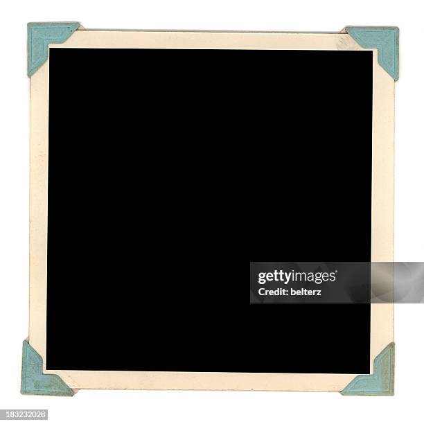 blue tab frame - photo corner stock pictures, royalty-free photos & images