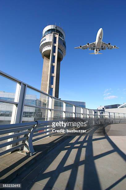 air traffic control tower - montréal stock pictures, royalty-free photos & images
