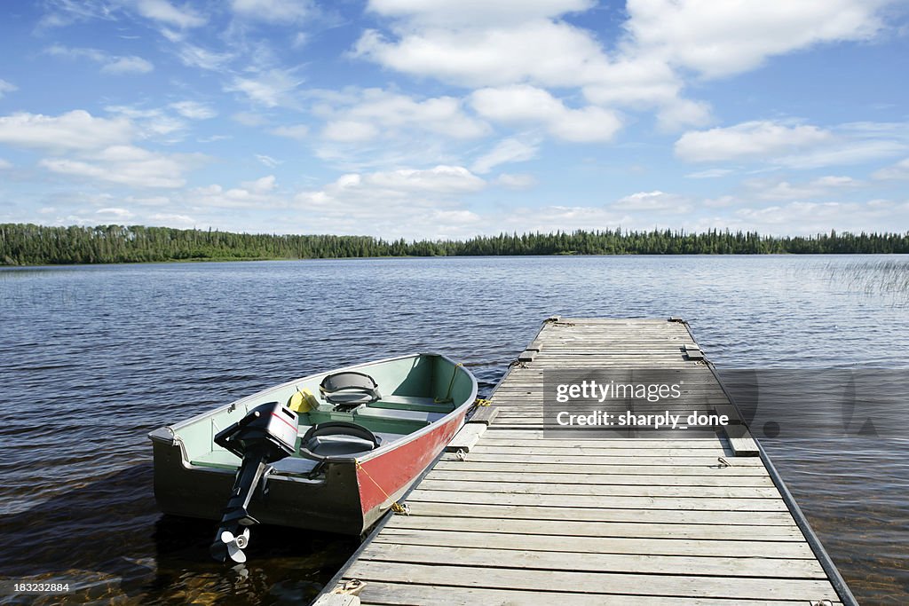 XXL fishing boat and lake