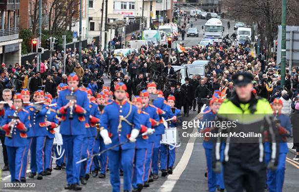 The funeral procession of the late music singer Shane MacGowan takes place on December 8, 2023 in Dublin, Ireland. The public gathered on the streets...