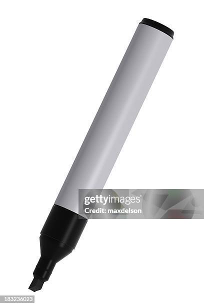 large black marker with blank white case at a vertical angle - marker pen stock pictures, royalty-free photos & images