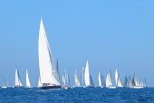 Sailboats during a regatta on the French Riviera